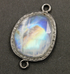 Pave Daimond Rainbow Moonstone Faceted Bezel Connector, (RNB/1003)